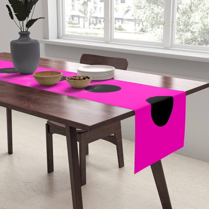 Hot Pink and Black Polka Dots Table Runner Gallery Image 2