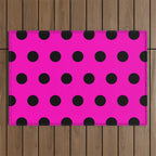 Hot Pink and Black Polka Dots Outdoor Rug Gallery Image 1