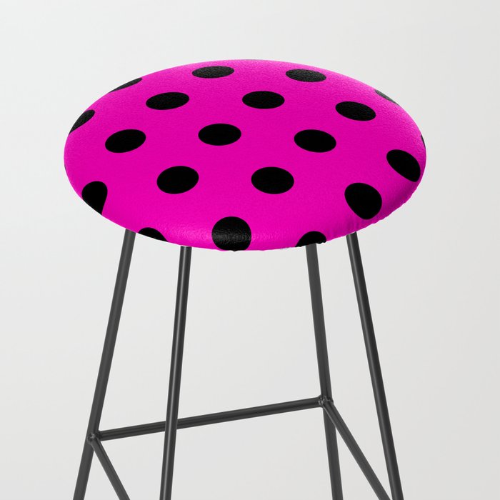 Hot Pink and Black Polka Dots Stool Gallery Image 2