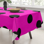 Hot Pink and Black Polka Dots Tablecloth Gallery Image 3
