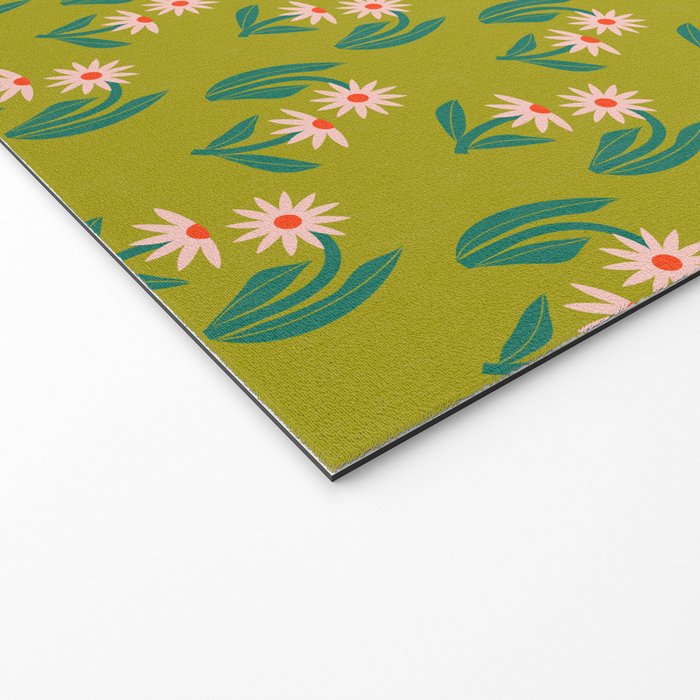 Pink Daisy Pattern - Green Welcome Mat Gallery Image 2