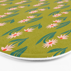 Pink Daisy Pattern - Green Bath Mat Gallery Image 3