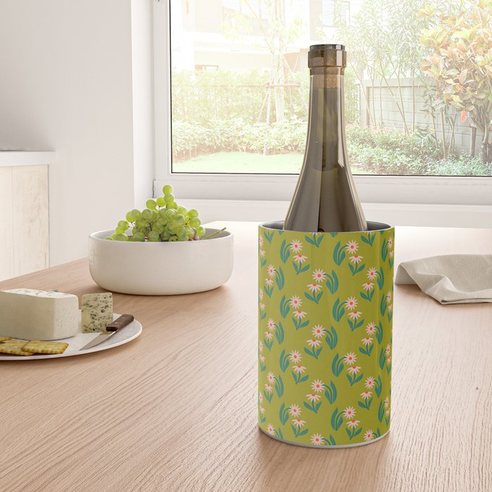 Pink Daisy Pattern - Green Wine Chiller Gallery Image 4