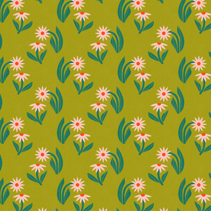 Pink Daisy Pattern - Green Coffee Mug Gallery Image 2