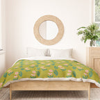Pink Daisy Pattern - Green Duvet Cover Gallery Image 3