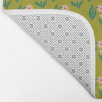 Pink Daisy Pattern - Green Bath Mat Gallery Image 2