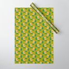 Pink Daisy Pattern - Green Wrapping Paper Gallery Image 1