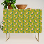 Pink Daisy Pattern - Green Credenza Gallery Image 1