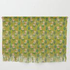 Pink Daisy Pattern - Green Wall Hanging Gallery Image 1