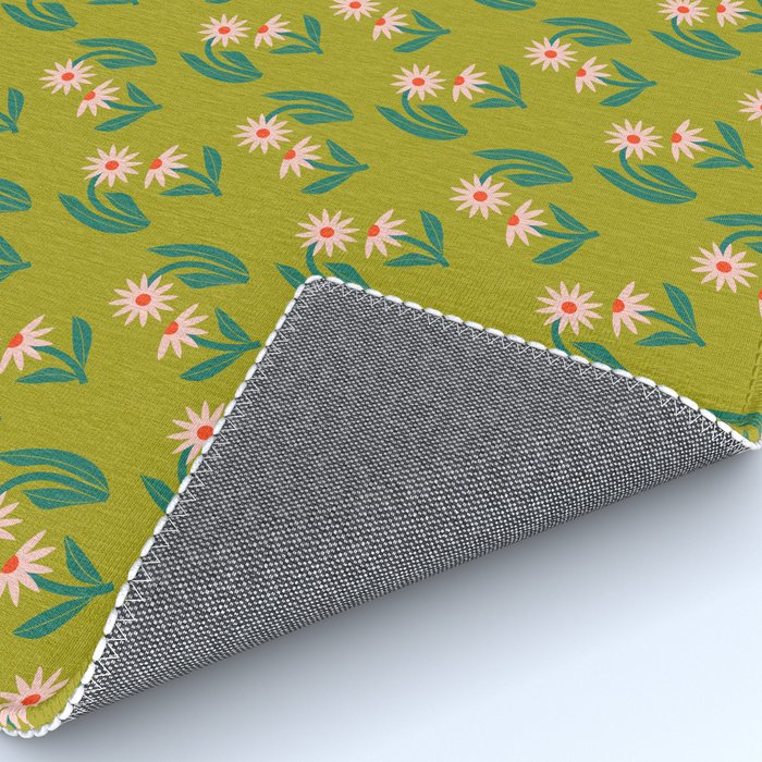 Pink Daisy Pattern - Green Rug Gallery Image 4
