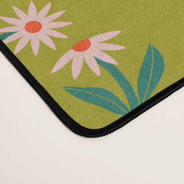 Pink Daisy Pattern - Green Desk Mat Gallery Image 4