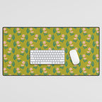 Pink Daisy Pattern - Green Desk Mat Gallery Image 1