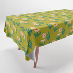 Pink Daisy Pattern - Green Tablecloth Gallery Image 1