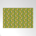 Pink Daisy Pattern - Green Welcome Mat Gallery Image 1