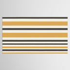 Striped Muted Gold and Charcoal Variable Stripe Retro Modern Pattern Tablecloth Gallery Image 2