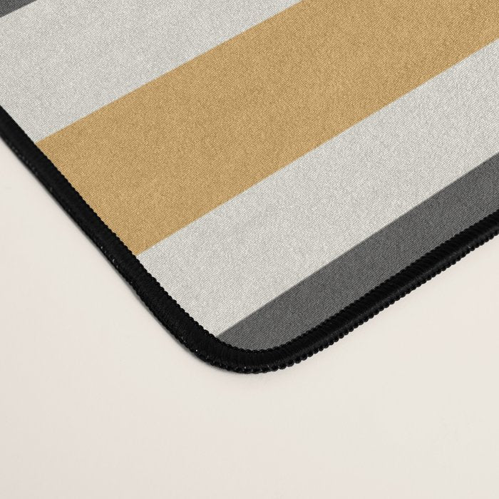 Striped Muted Gold and Charcoal Variable Stripe Retro Modern Pattern Desk Mat Gallery Image 4