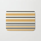 Striped Muted Gold and Charcoal Variable Stripe Retro Modern Pattern Bath Mat Gallery Image 1