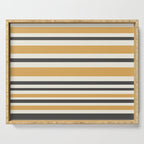 Striped Muted Gold and Charcoal Variable Stripe Retro Modern Pattern Serving Tray Gallery Image 1