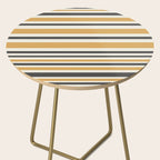Striped Muted Gold and Charcoal Variable Stripe Retro Modern Pattern Side Table Gallery Image 2