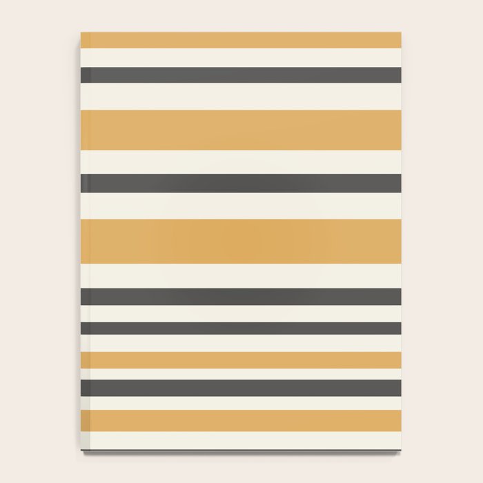 Striped Muted Gold and Charcoal Variable Stripe Retro Modern Pattern Notebook Gallery Image 4