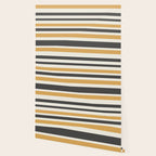 Striped Muted Gold and Charcoal Variable Stripe Retro Modern Pattern Wallpaper Gallery Image 2