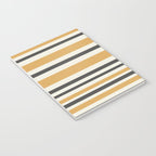 Striped Muted Gold and Charcoal Variable Stripe Retro Modern Pattern Notebook Gallery Image 3
