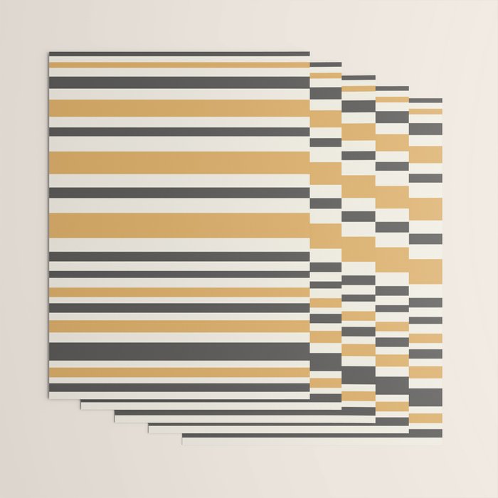 Striped Muted Gold and Charcoal Variable Stripe Retro Modern Pattern Wrapping Paper Gallery Image 3