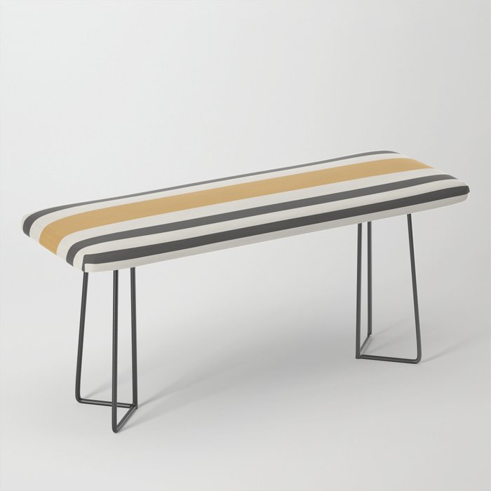 Striped Muted Gold and Charcoal Variable Stripe Retro Modern Pattern Bench Gallery Image 1