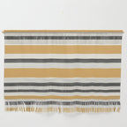 Striped Muted Gold and Charcoal Variable Stripe Retro Modern Pattern Wall Hanging Gallery Image 1