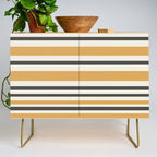 Striped Muted Gold and Charcoal Variable Stripe Retro Modern Pattern Credenza Gallery Image 1
