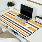 Striped Muted Gold and Charcoal Variable Stripe Retro Modern Pattern Desk Mat Gallery Image 2