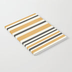 Striped Muted Gold and Charcoal Variable Stripe Retro Modern Pattern Notebook Gallery Image 2