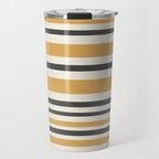 Striped Muted Gold and Charcoal Variable Stripe Retro Modern Pattern Travel Mug Gallery Image 1