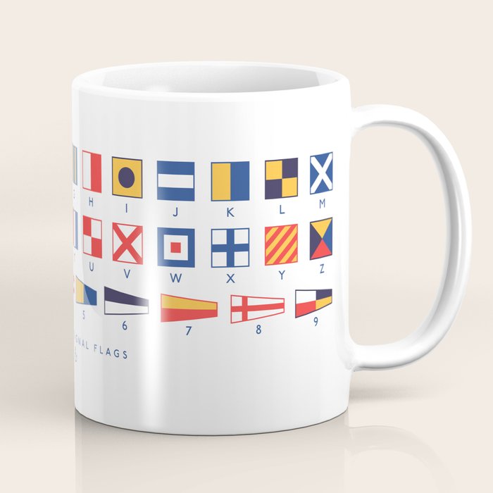 Maritime Nautical Signal Flags Chart - White Coffee Mug Gallery Image 1