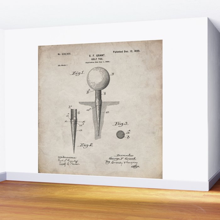 Golf Tee Patent - Golfing Tee Art - Antique Wall Mural Gallery Image 2