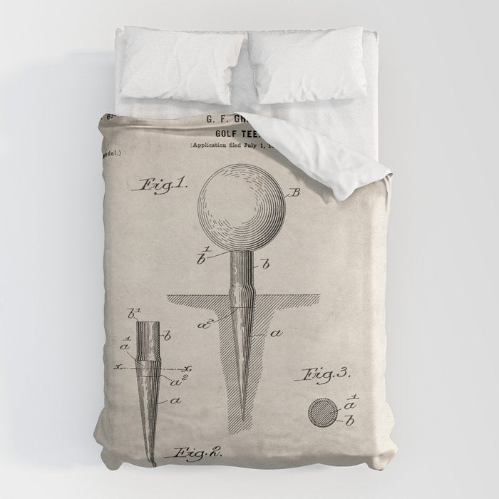 Golf Tee Patent - Golfing Tee Art - Antique Duvet Cover Gallery Image 6