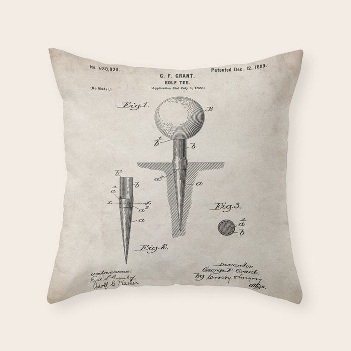 Golf Tee Patent - Golfing Tee Art - Antique Throw Pillow Gallery Image 6