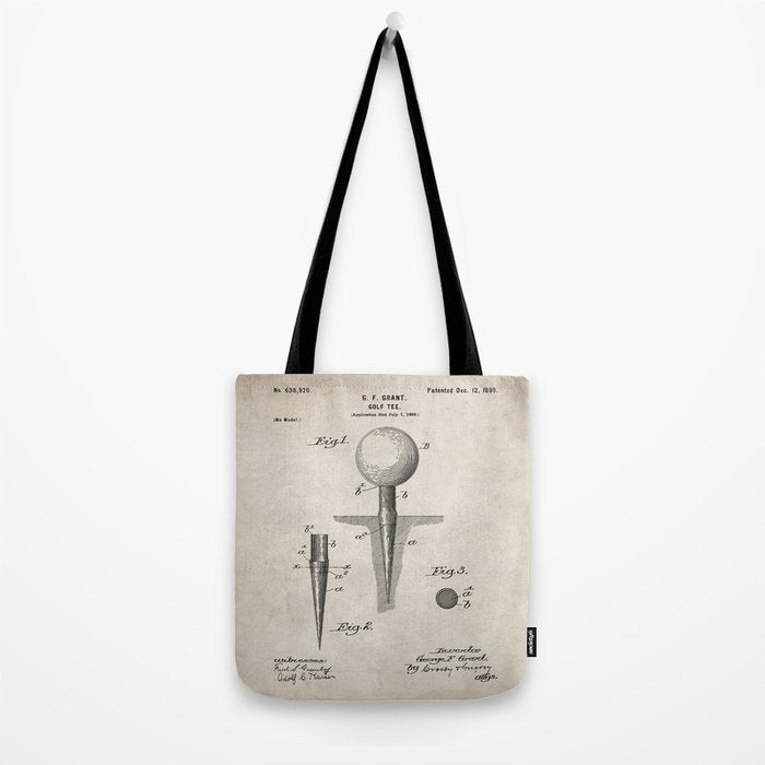 Golf Tee Patent - Golfing Tee Art - Antique Tote Bag Gallery Image 2