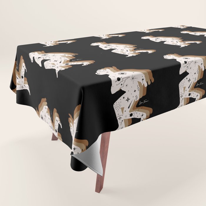 Space Cowboy - Black, white & camel Tablecloth Gallery Image 1