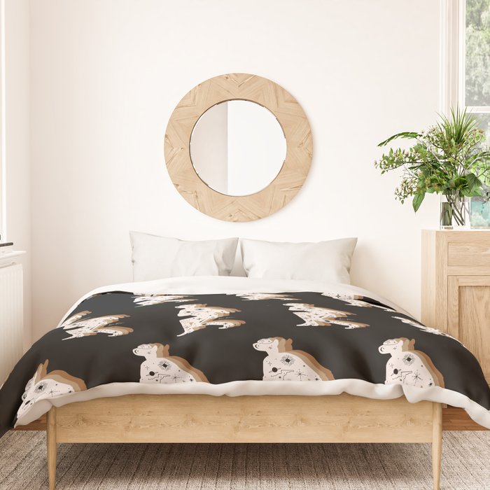 Space Cowboy - Black, white & camel Duvet Cover Gallery Image 3