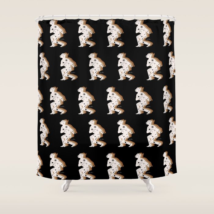 Space Cowboy - Black, white & camel Shower Curtain Gallery Image 1