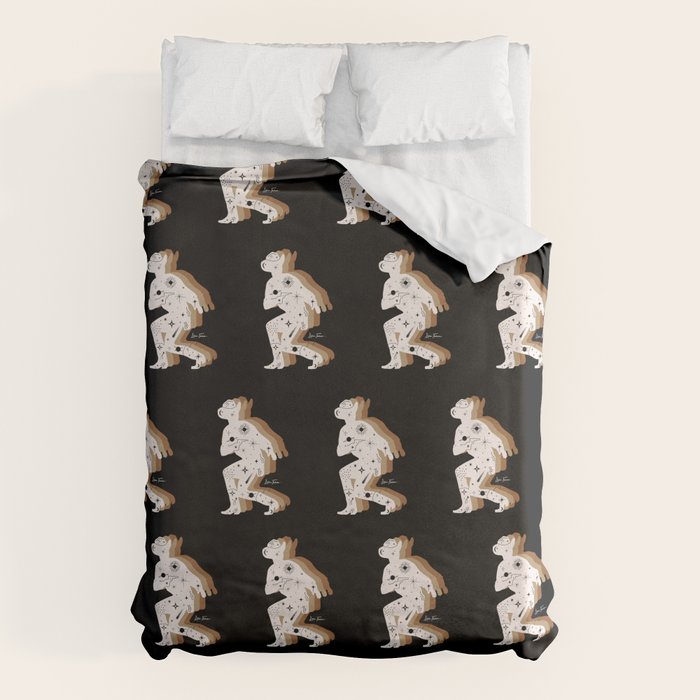 Space Cowboy - Black, white & camel Duvet Cover Gallery Image 1