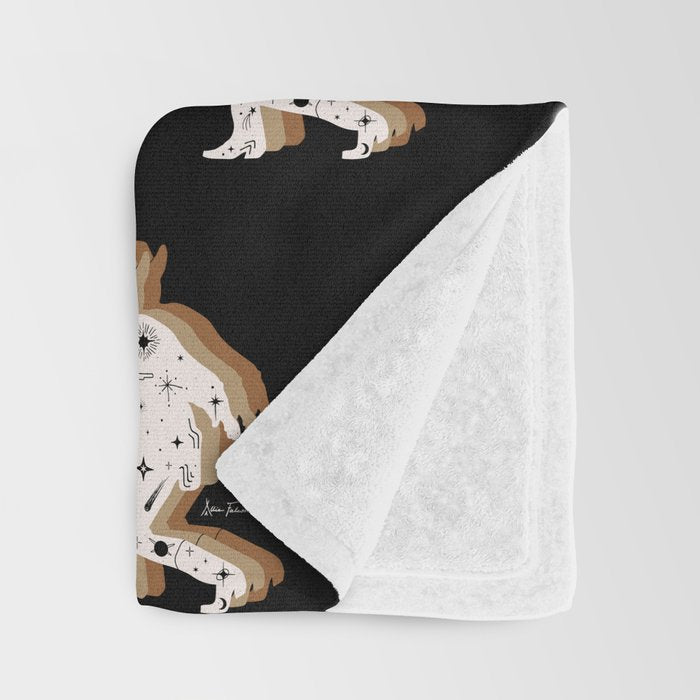 Space Cowboy - Black, white & camel Throw Blanket Gallery Image 3