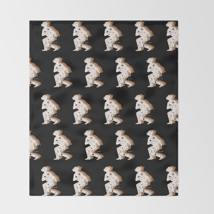 Space Cowboy - Black, white & camel Throw Blanket Gallery Image 2