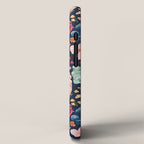 Colorful Tropical Jungle Watercolor Botanical Floral on Navy Blue iPhone Case Gallery Image 2