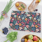 Colorful Tropical Jungle Watercolor Botanical Floral on Navy Blue Cutting Board Gallery Image 2
