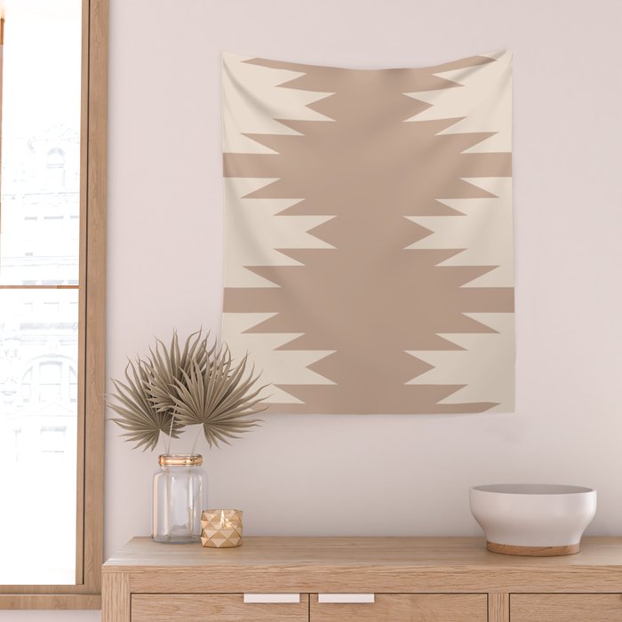 Geometric Southwestern Minimalism - Neutral Natural Beige Wall Tapestry Gallery Image 2