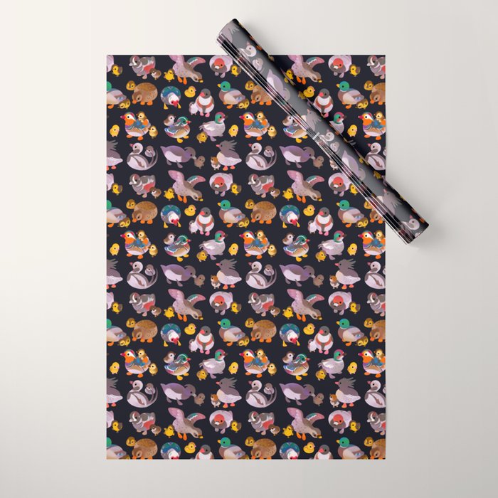 Duck and Duckling - dark Wrapping Paper Gallery Image 1