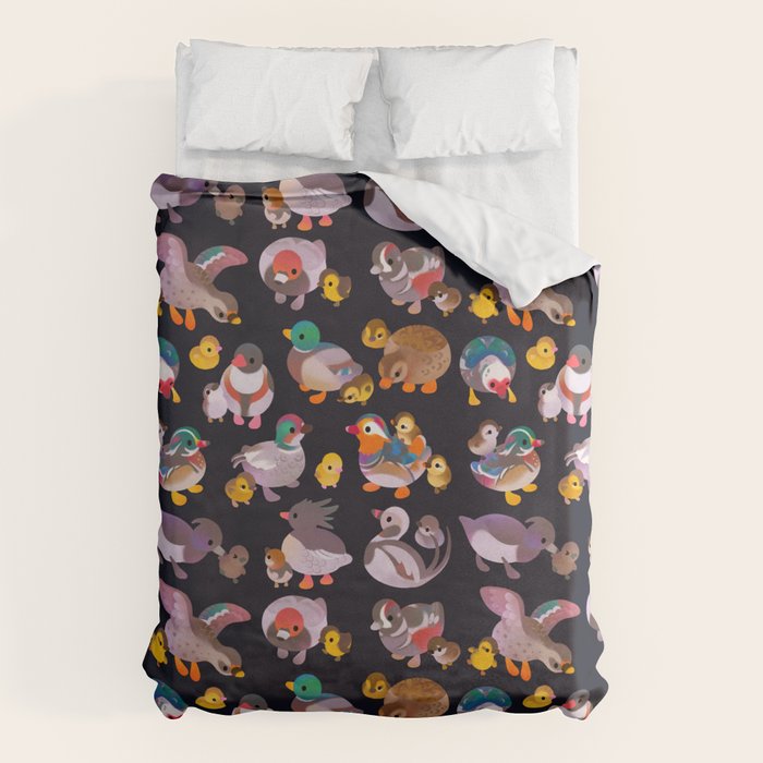Duck and Duckling - dark Duvet Cover Gallery Image 1