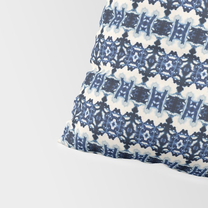 Ornate Blue and White Shibori Pillow Sham Gallery Image 4